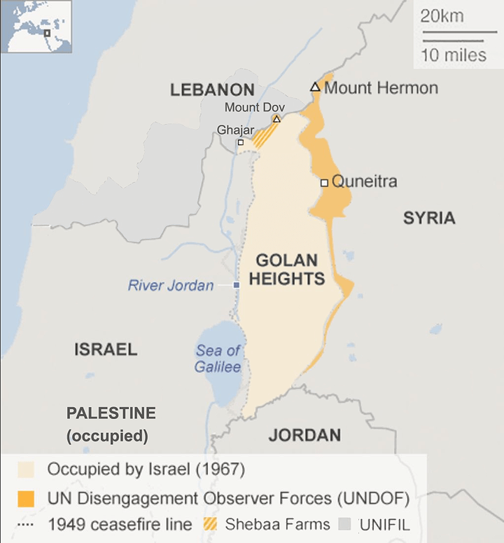 Χάρτης, υψίπεδα Γκολάν, Λίβανος, κατεχόμενα, ισραήλ