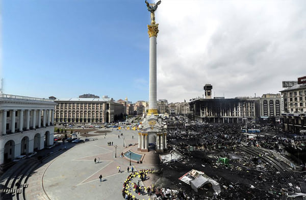 Η πλατεία Ανεξαρτησίας στο Κίεβο πρίν και μετά το πραξικόπημα Μαϊντάν -Kiev before and after Maidan coup
