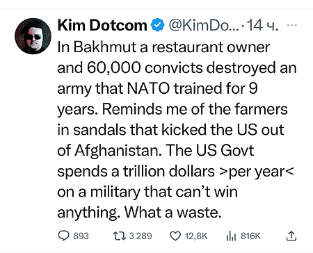 Kim Dotcom Artemovsk 22 May 2023 Twitter