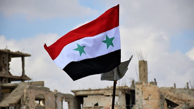The Syrian flag in Daraa Al Balad