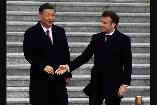 Συνάντηση Προέδρου της Κίνας Ξί Τζινπίνγκ και Προέδρου της Γαλλίας Εμμανουήλ Μακρόν. 6 Απριλίου 2023 Πεκίνο